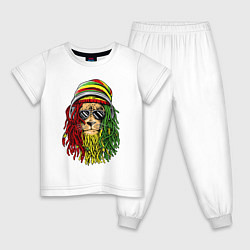 Пижама хлопковая детская Rasta lioN, цвет: белый