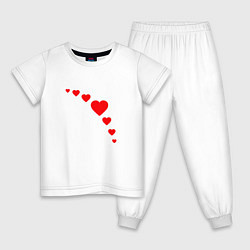Пижама хлопковая детская Сердечки для любви, цвет: белый