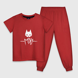 Пижама хлопковая детская Stray: Мяу, цвет: красный