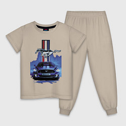 Пижама хлопковая детская Mustang - лучший среди равных!, цвет: миндальный