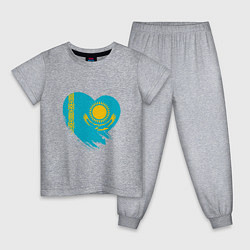 Пижама хлопковая детская Сердце - Казахстан, цвет: меланж