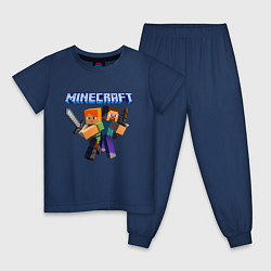 Пижама хлопковая детская Майнкрафт - супер игра!, цвет: тёмно-синий