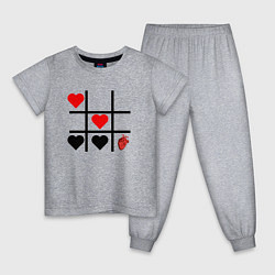 Пижама хлопковая детская Сердечки Крестики нолики, цвет: меланж
