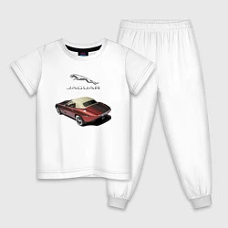 Пижама хлопковая детская Ягуар - привет из 70 - десятых!, цвет: белый