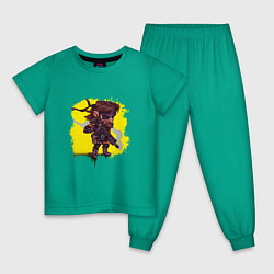 Пижама хлопковая детская Big Boss whith gun, цвет: зеленый