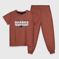 Пижама хлопковая детская SHARKS TERRITORY САН-ХОСЕ ШАРКС, цвет: кирпичный