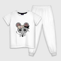 Пижама хлопковая детская Клинок, рассекающий демонов Мыши-ниндзя Шиноби Kim, цвет: белый