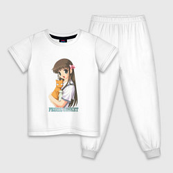 Пижама хлопковая детская Тору с котиками, цвет: белый