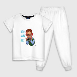 Пижама хлопковая детская Геймер-блюз, цвет: белый