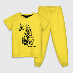 Пижама хлопковая детская Тигр со спины, цвет: желтый