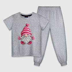 Пижама хлопковая детская Усатый гном, цвет: меланж