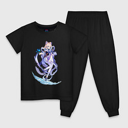 Пижама хлопковая детская Кокоми с рыбками, цвет: черный
