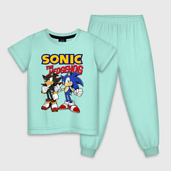 Пижама хлопковая детская ЕЖ СОНИК SONIC THE HEDGEHOG, цвет: мятный