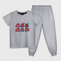 Пижама хлопковая детская Значки на Мэг Пины Бравл Старс, цвет: меланж