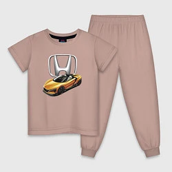 Пижама хлопковая детская Honda Concept Motorsport, цвет: пыльно-розовый