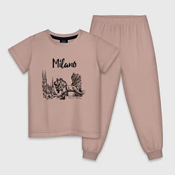 Пижама хлопковая детская Италия Милан, цвет: пыльно-розовый