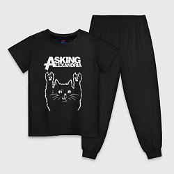 Пижама хлопковая детская Asking Alexandria Рок кот, цвет: черный