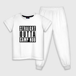 Пижама хлопковая детская Barcelona Straight Outta Camp Nou Барселона, цвет: белый