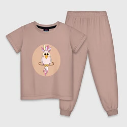 Пижама хлопковая детская Милая птичка, цвет: пыльно-розовый