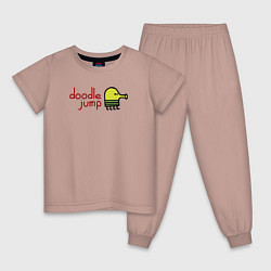 Пижама хлопковая детская Doodle Jump classic, цвет: пыльно-розовый