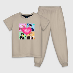 Пижама хлопковая детская Wotakoi: Love is Hard for Otaku, цвет: миндальный