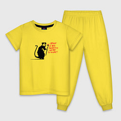 Пижама хлопковая детская Граффити крыса, цвет: желтый