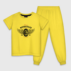 Пижама хлопковая детская Motorcycle Parts and Accessories, цвет: желтый