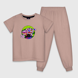 Пижама хлопковая детская Плохие Парни Чашки Cuphead, цвет: пыльно-розовый