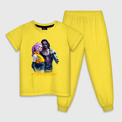 Пижама хлопковая детская Vi & Johnny Cyberpunk2077 Джонни и Ви, цвет: желтый