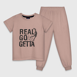 Пижама хлопковая детская Real Goal Getta, цвет: пыльно-розовый
