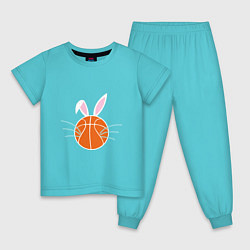 Пижама хлопковая детская Basketball Bunny, цвет: бирюзовый