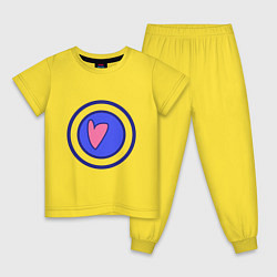 Пижама хлопковая детская Сердце в круге с обводкой, цвет: желтый
