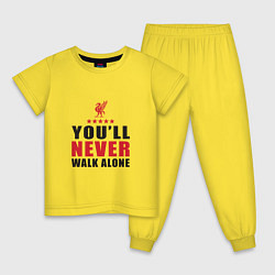Пижама хлопковая детская Liverpool - Never Walk Alone, цвет: желтый