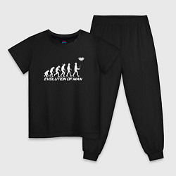 Пижама хлопковая детская Эволюция дроновода, цвет: черный