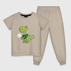 Пижама хлопковая детская Volleyball Dinosaur, цвет: миндальный