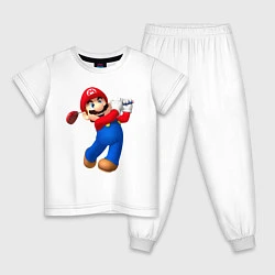 Пижама хлопковая детская Марио - крутейший гольфист Super Mario, цвет: белый