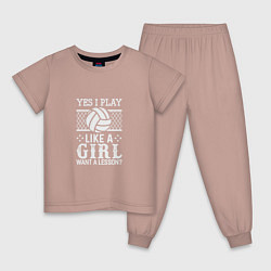 Пижама хлопковая детская Play Like A Girl, цвет: пыльно-розовый