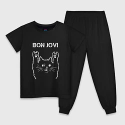 Пижама хлопковая детская Bon Jovi Рок кот, цвет: черный