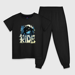 Пижама хлопковая детская Ride Ski, цвет: черный