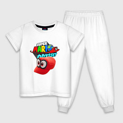 Пижама хлопковая детская Super Mario Odyssey Nintendo Бейсболка, цвет: белый
