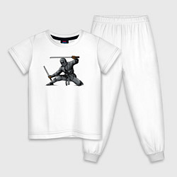 Пижама хлопковая детская Самурай Ниндзя, цвет: белый