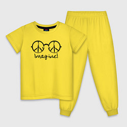Пижама хлопковая детская Очки Джона Леннона Imagine, цвет: желтый