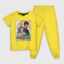 Пижама хлопковая детская Анчартед Постер, цвет: желтый