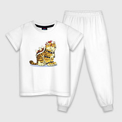 Пижама хлопковая детская Super Mario Вымышленный персонаж Tiger, цвет: белый