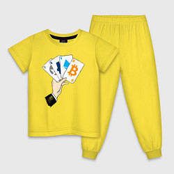 Пижама хлопковая детская Криптовалютные карты, цвет: желтый