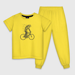 Пижама хлопковая детская Байк панк кот, цвет: желтый