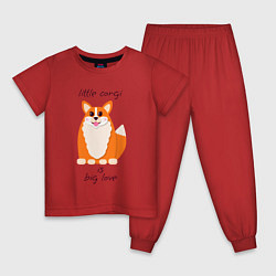 Пижама хлопковая детская Маленький корги - большая любовь, цвет: красный