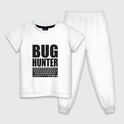 Пижама хлопковая детская Bug Хантер, цвет: белый