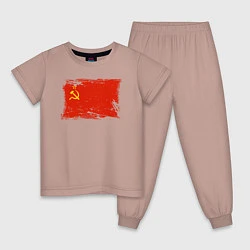 Пижама хлопковая детская Рваный флаг СССР, цвет: пыльно-розовый