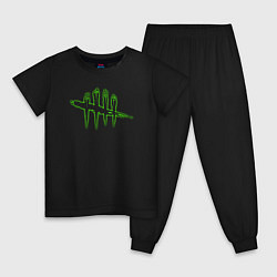 Пижама хлопковая детская Dead by daylight зеленый лого, цвет: черный